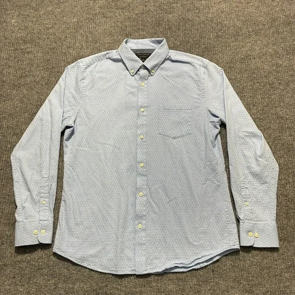 Banana Republic‎ Soft Wash Slim Fit Mens Button Down Shirt L Blue Long Sleeve