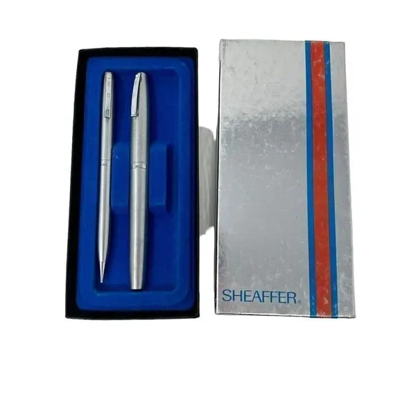Vintage Sheaffer Triumph‎ 444 pen and pencil set White Dot Engraved