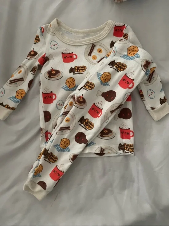 RARE Cracker Barrel Old Country Store pajamas breakfast-themed pattern 12M