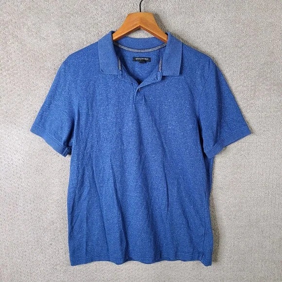 Banana Republic Shirt Mens‎ Large Blue Polo Short Sleeve Cotton Blend Casual