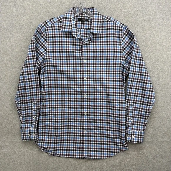 Banana Republic‎ Shirt Mens Medium Blue Purple Gingham Check Camden Dress Casual