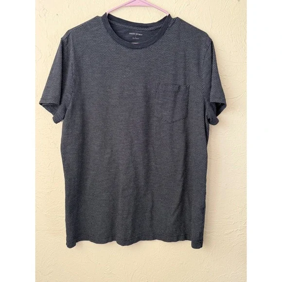 Banana Republic Mens Large Navy Blue Micro Dot Pocket T-Shirt Short‎ Sleeve Tee