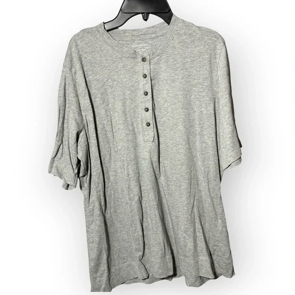 Banana Republic Mens XL Gray Organic Cotton Short Sleeve Henley Shirt