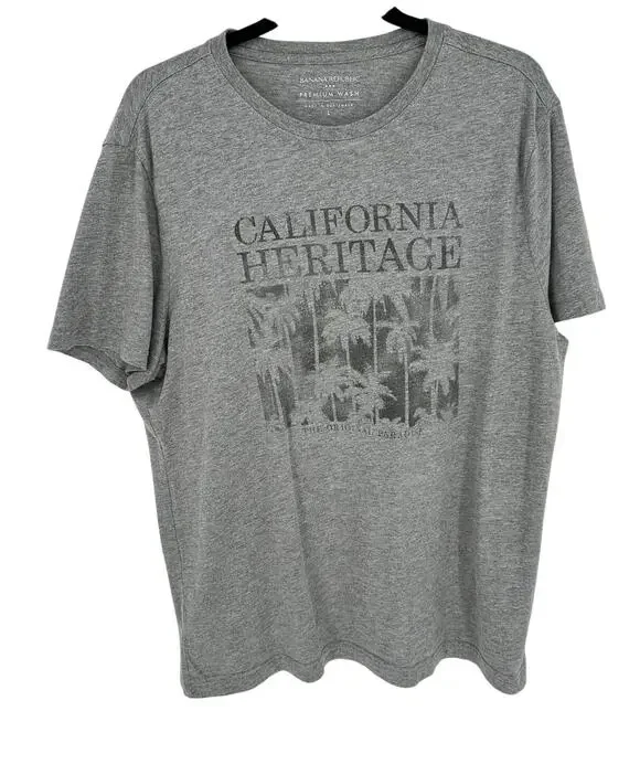 Banana Republic Shirt L Gray Graphic Tee California Heritage Cotton Premium Knit