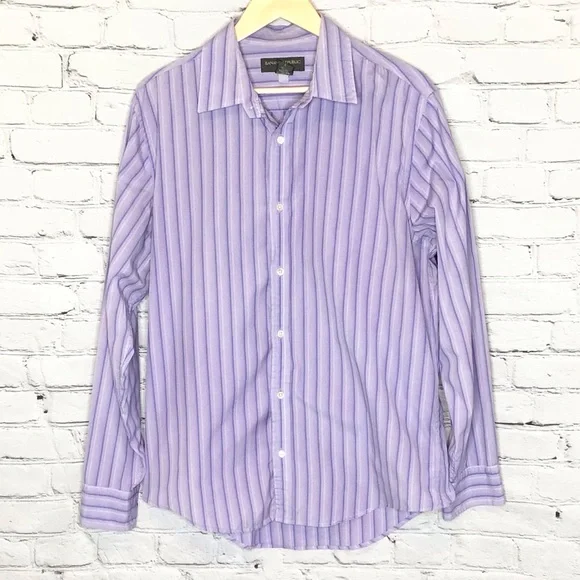 Banana Republic Custom Dyed Lilac Casual Button Down Striped Long Sleeve Large