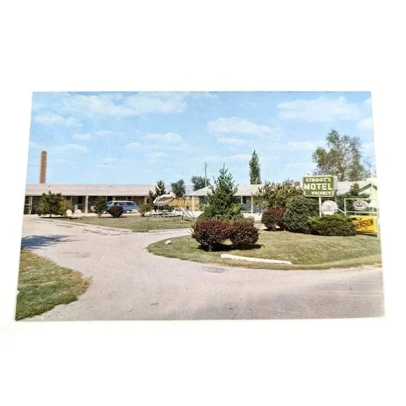Vintage Postcard Stroots Motel Restaurant‎ Aniston Illinois 1950s Travel USA