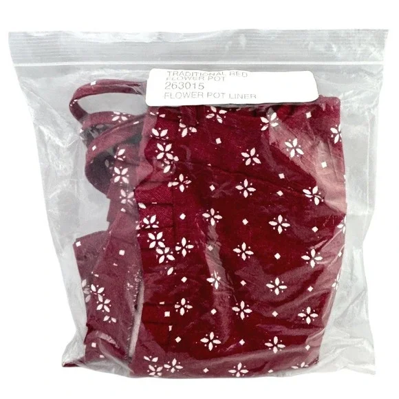 Longaberger Flower Pot Basket Liner‎ ONLY Traditional Red Fabric NEW #263015