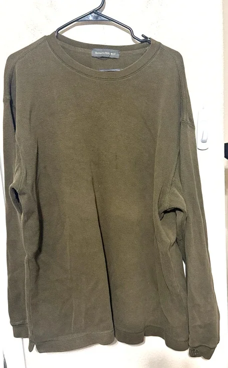 Banana Republic Mens Ribbed Sweatshirt Olive Green soft cotton XL casual grunge