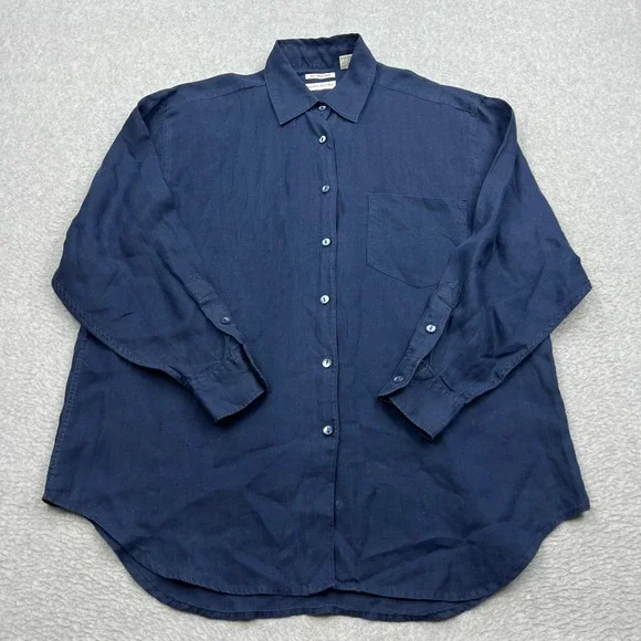 Banana Republic Shirt Mens Small Blue 100% Irish Linen Long Sleeve Button Up