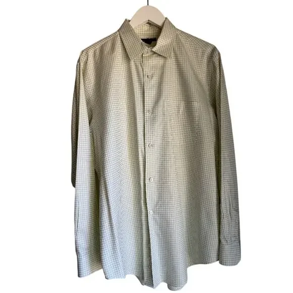 Banana Republic Men’s Green Check Button Down Shirt Size Large 16-16.5