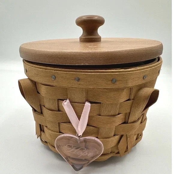 Longaberger 2006 Horizon of Hope Basket Wood‎ Lid Liner Heart Charm Vintage 18