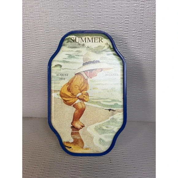 Good Housekeeping Vintage Tin August 1918 Summer Cover Art Scalloped Metal Box