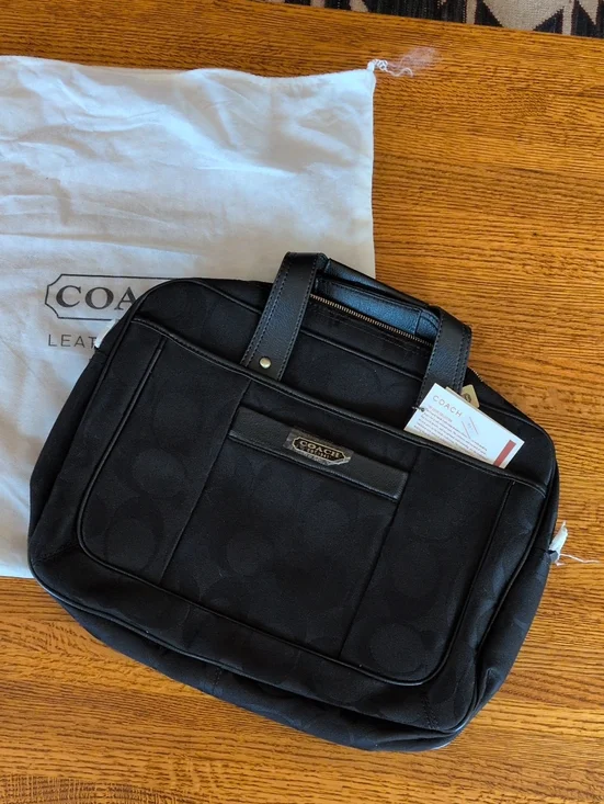 NWT Coach Black Signature Laptop Briefcase