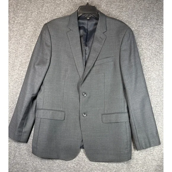 Banana Republic Men 44R Grey Slim Fit Wool Suit Jacket Blazer Marzotto Super 110