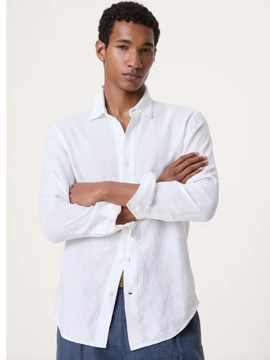 Banana Republic Men's Slim Fit 100% Linen Button Down Long Sleeve Shirt Medim