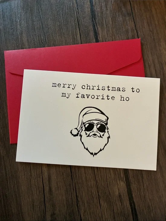 Funny Santa Holiday Greeting Card with Red Envelope