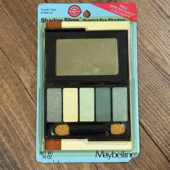 Maybelline Travelin Teals NEW Vtg Shadow Slims Quintet Eye Shadow Palette Blue