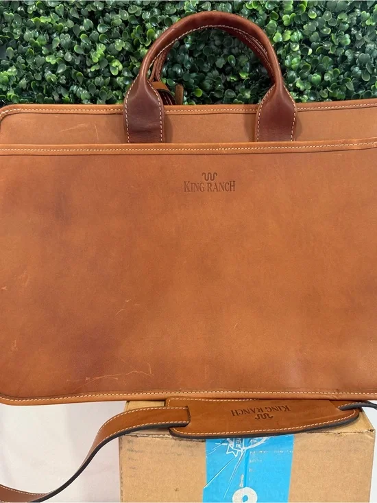King Ranch Men's Leather Briefcase in Tan