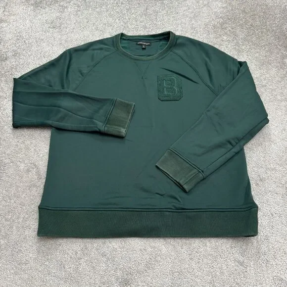 Banana Republic Pullover Sweatshirt Mens XL Green Tech Fleece Cew Neck Casual