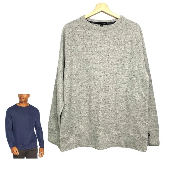Banana Republic Mens Waffle Knit Crew Neck Pullover Gray Size XL