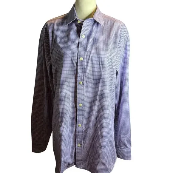 Banana Republic Non-Iron Tailored Slim Fit Dress Shirt, Micro Check, Men's Large