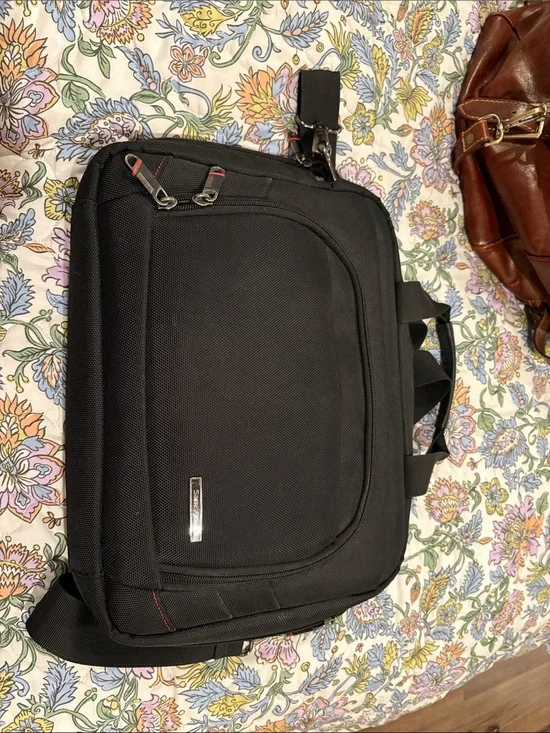 Samsonite Black Laptop Briefcase with Red Accent