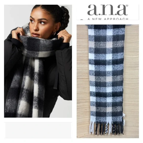 a.n.a. NWT Plush Plaid Brushed Blanket Scarf Wraps