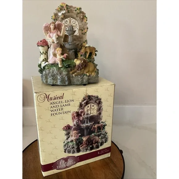 Classic Treasures Musical Angel Lion Lamb Water Fountain Everything is Beautiful