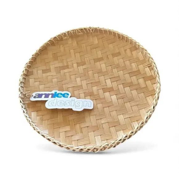 Ann Lee Designs handwoven round bamboo basket trays 2 for the price of 1