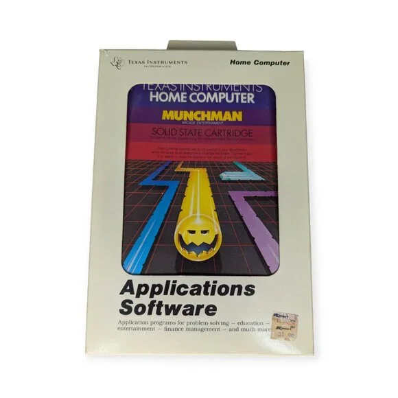 Vintage Texas Instruments TI99/4A Home Computer Game Munchman w/Box & Cartridge