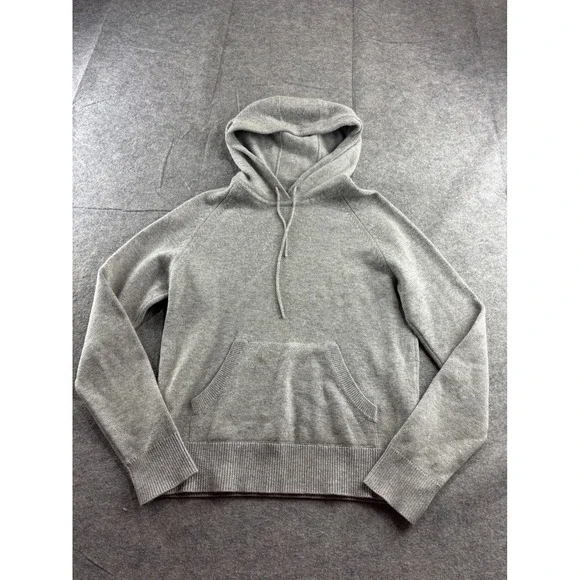 Banana Republic 100% Cashmere Hoodie Sweater Gray Knit Pullover Mens Medium