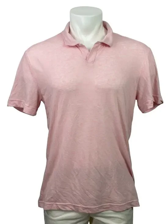 Banana Republic Men's Pink Linen Short Sleeve Golf Casual Polo Shirt Top Size M