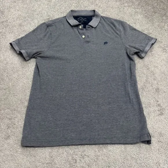 Banana Republic Polo Shirt Mens Large Preppy Navy Short Sleeve Bear Logo Cotton