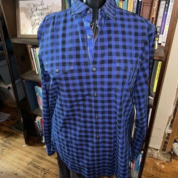 Banana Republic blue checked slim fit L business casual shirt
