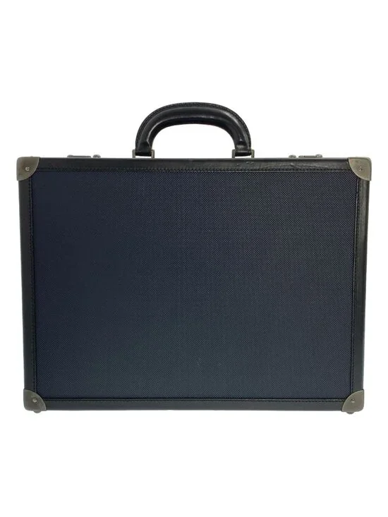 Bottega Veneta Leather Attache Case Navy Black Handbag