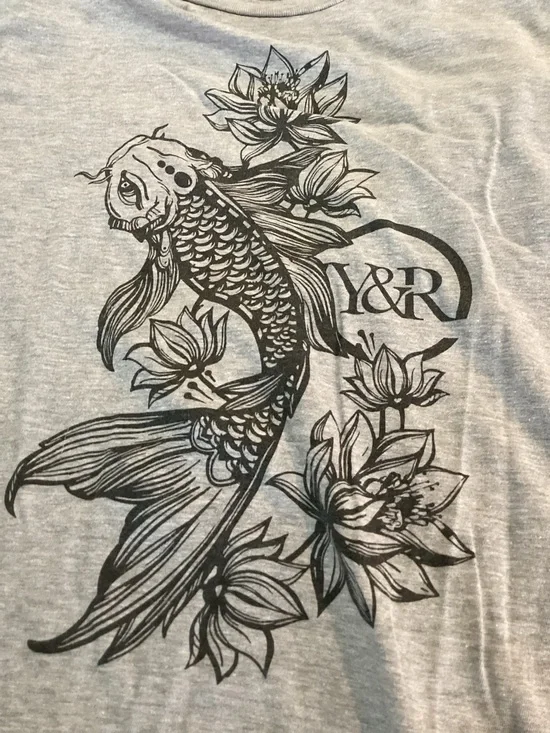 Y&R ,Koi Fish Graphic Pet ,Fish-Themed Tee, Size Extra Large