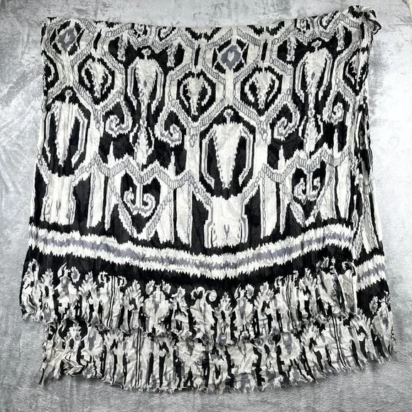 Bindya New York Scarf / Shawl / Wrap Floral Black Raw Hem GORGEOUS India