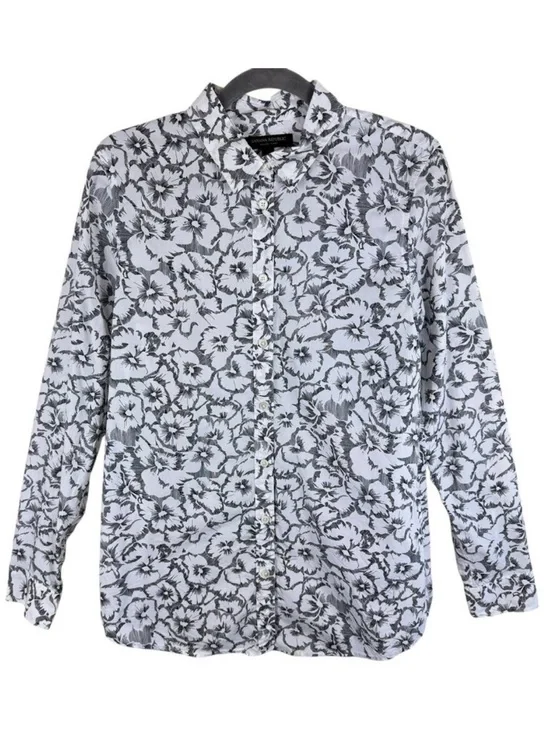 Banana Republic Cotton Dillon Floral Long Sleeve Button Up‎ Coconut Men's M