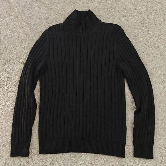 Banana Republic Cozy Turtleneck Sweater Men's M Black Ribbed Mockneck NWT