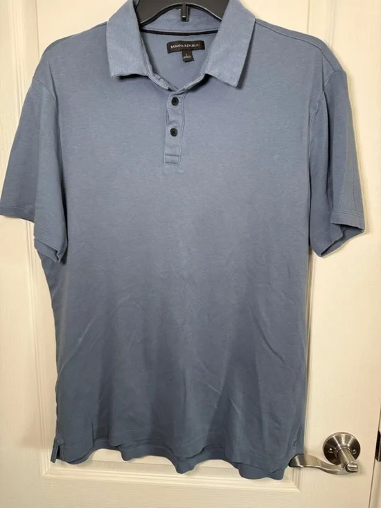 Banana Republic Polo Shirt Blue Cotton Short Sleeve Classic Mens Large