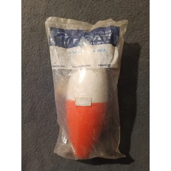Vintage Plastilite QPBW96C Fishing Float Bobber White Orange Made in USA New Old