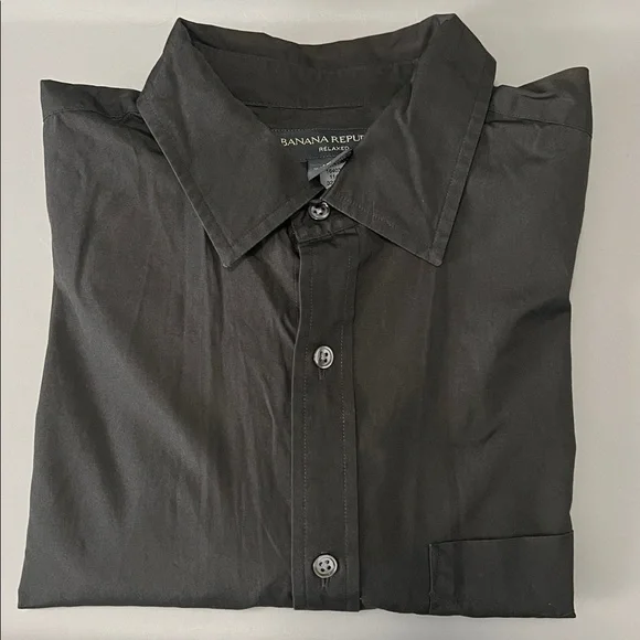 Banana Republic Relaxed Fit Cotton Button Down Shirt Brown Size Large