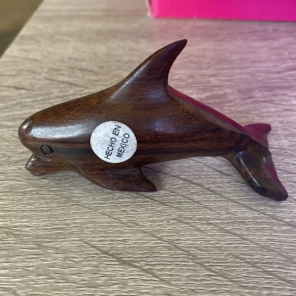 Wooden Hand Carved Dolphin Figurine 3.25