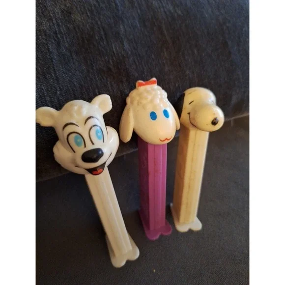 3 Pez Candy Dispensers With Feet. Sloppy, Lambchop & Icee