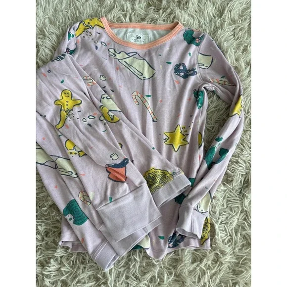 Crewcuts Kids Purple Gingerbread Holiday Pajama Set Size 12 Long Sleeve PJs