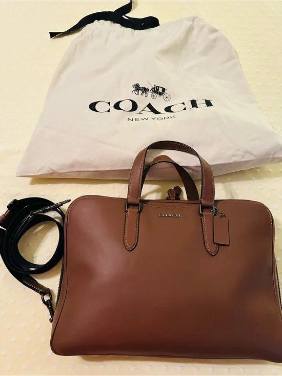 Coach Men's Leather Briefcase in Saddle Brown