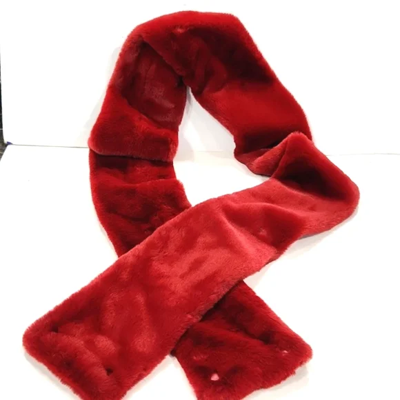 Minky Couture Luxury Plush Deep Red Scarf NWOT