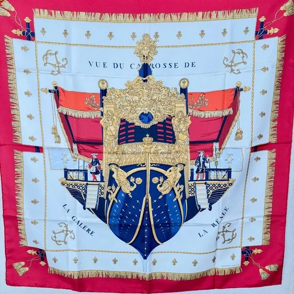 Hermès Vue du Carrosse de la Reale Silk Scarf Carré 90 Philippe Ledoux