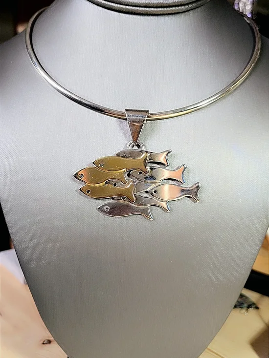 Silver/gold Tone Fish Pendant