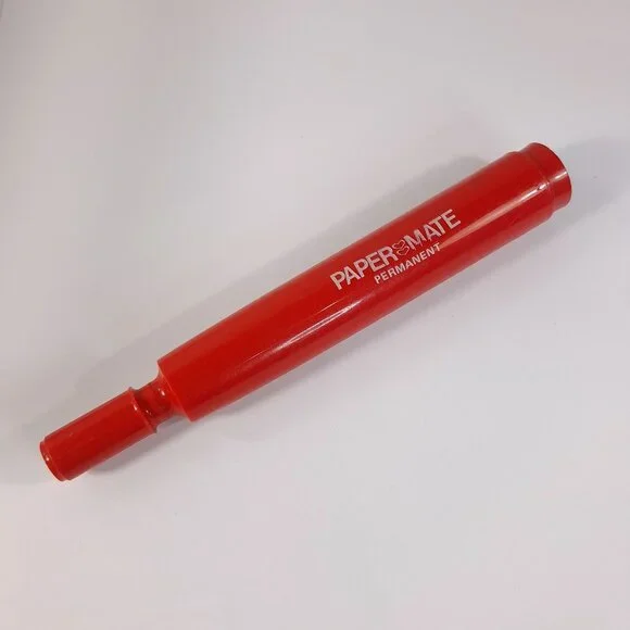 Vintage Papermate Permanent marker red El Marko Paper‎ mate elmarko WORKS